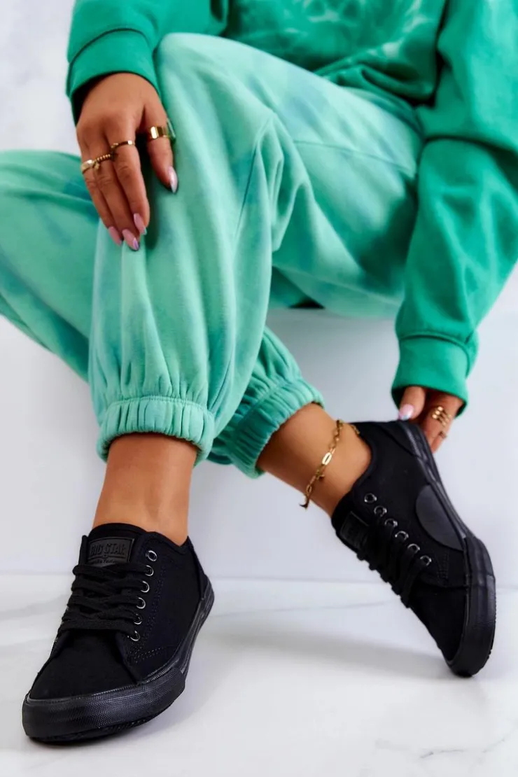 Damskie Big Star Shoes Niskie Damskie Tenisówki Big Star JJ274066 Czarne