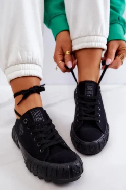 Damskie Big Star Shoes Niskie Damskie Tenisówki Big Star JJ274066 Czarne