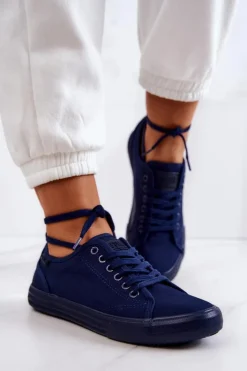 Damskie Big Star Shoes Niskie Damskie Tenisówki Big Star JJ274067 Granatowe