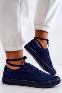 Damskie Big Star Shoes Niskie Damskie Tenisówki Big Star JJ274067 Granatowe