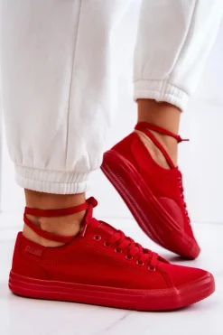 New Big Star Shoes Niskie Damskie Tenisówki Big Star JJ274068 Czerwone