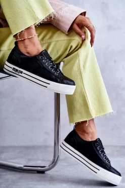 Outlet Big Star Shoes Niskie Damskie Trampki Big Star KK274015 Czarne