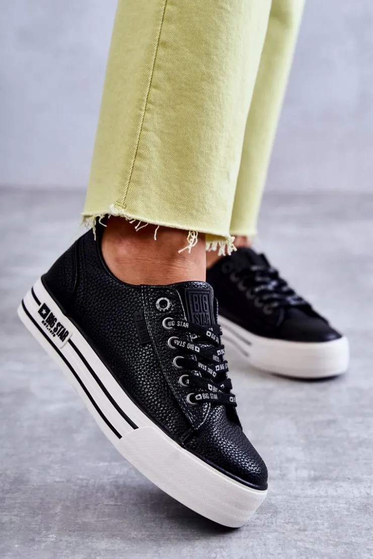 Outlet Big Star Shoes Niskie Damskie Trampki Big Star KK274015 Czarne