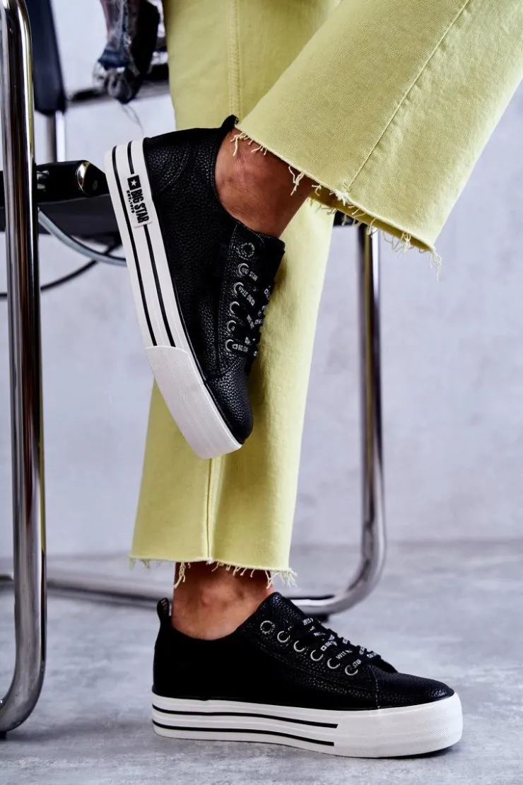 Outlet Big Star Shoes Niskie Damskie Trampki Big Star KK274015 Czarne