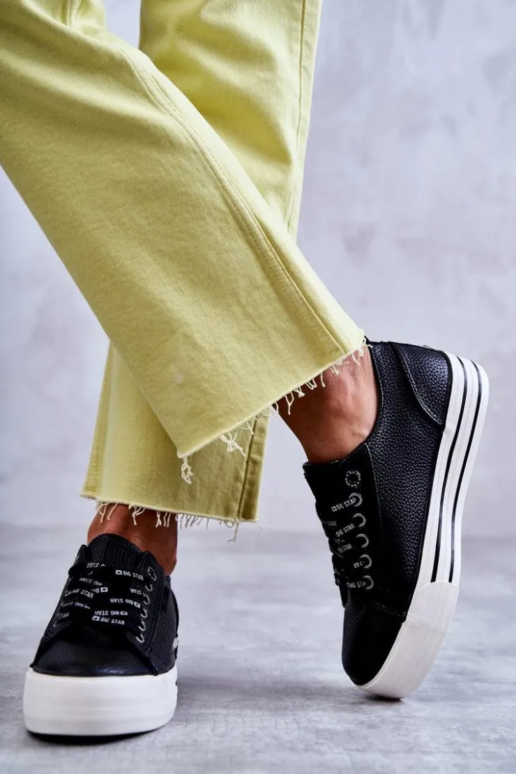 Outlet Big Star Shoes Niskie Damskie Trampki Big Star KK274015 Czarne