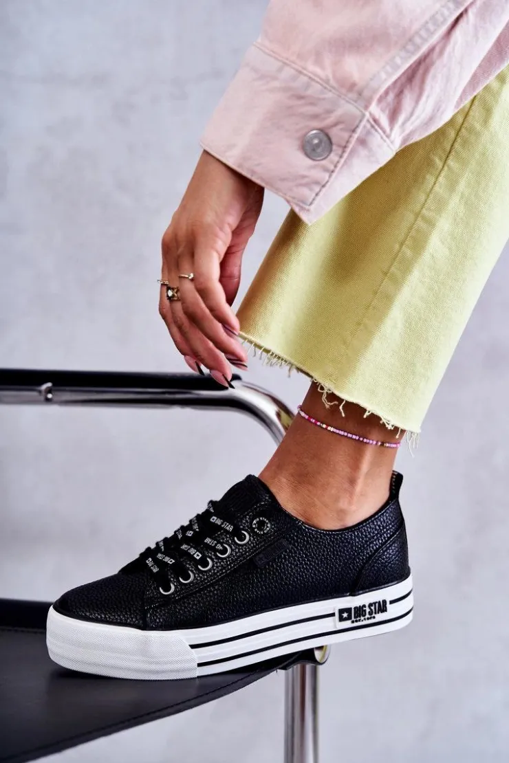 Outlet Big Star Shoes Niskie Damskie Trampki Big Star KK274015 Czarne