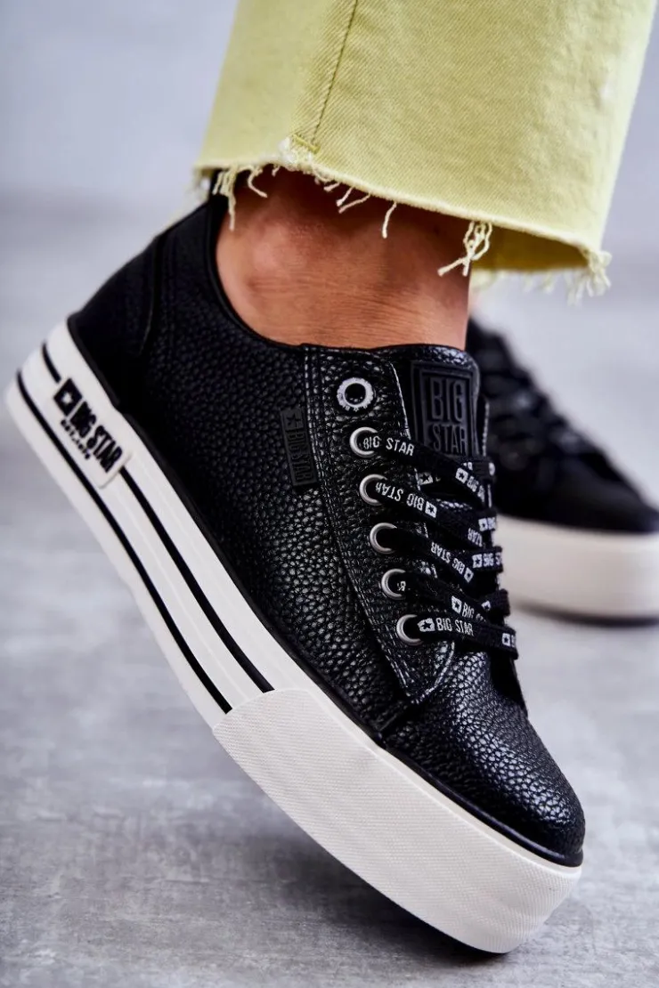 Outlet Big Star Shoes Niskie Damskie Trampki Big Star KK274015 Czarne