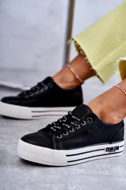 Outlet Big Star Shoes Niskie Damskie Trampki Big Star KK274015 Czarne