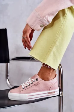 Damskie Big Star Shoes Niskie Damskie Trampki Big Star KK274016 Różowe