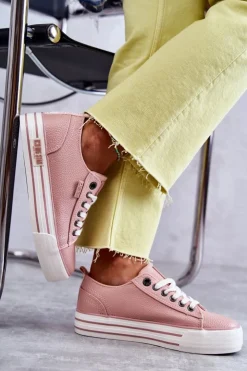 Damskie Big Star Shoes Niskie Damskie Trampki Big Star KK274016 Różowe