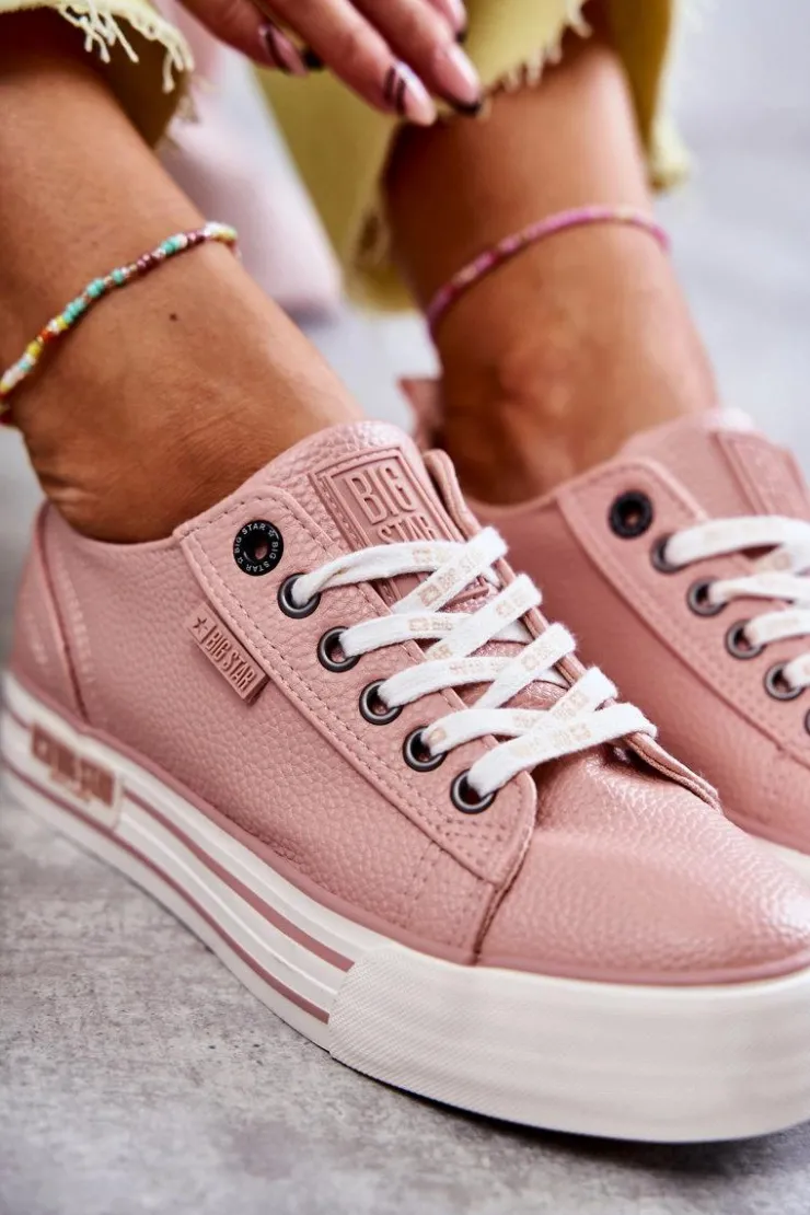 Damskie Big Star Shoes Niskie Damskie Trampki Big Star KK274016 Różowe