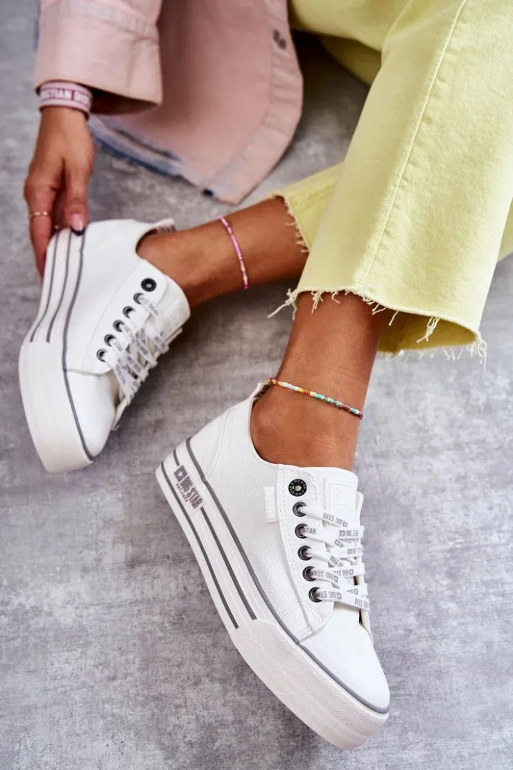 Big Star Shoes Trampki Damskie Big Star|Trampki Damskie Niskie*Niskie Damskie Trampki Big Star KK274014 Białe