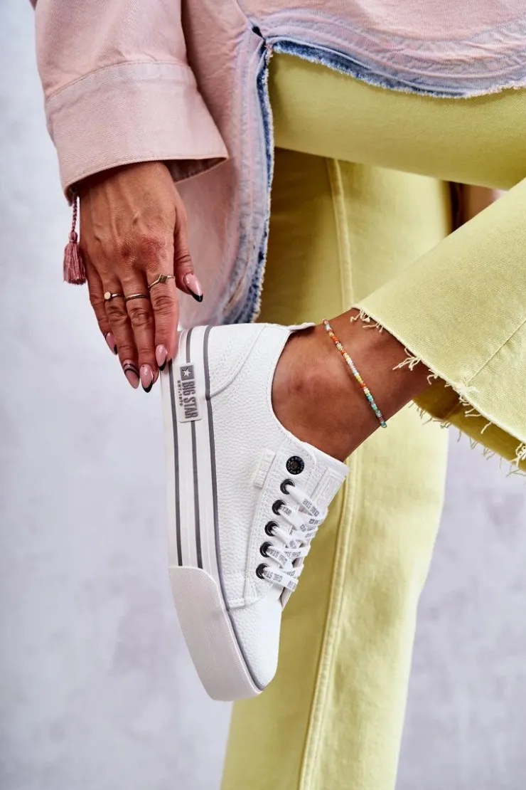 Big Star Shoes Trampki Damskie Big Star|Trampki Damskie Niskie*Niskie Damskie Trampki Big Star KK274014 Białe