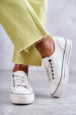 Big Star Shoes Trampki Damskie Big Star|Trampki Damskie Niskie*Niskie Damskie Trampki Big Star KK274014 Białe