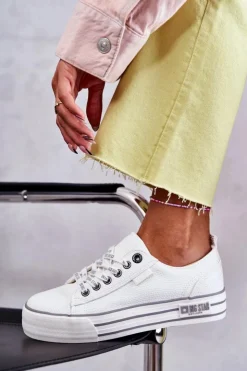 Big Star Shoes Trampki Damskie Big Star|Trampki Damskie Niskie*Niskie Damskie Trampki Big Star KK274014 Białe