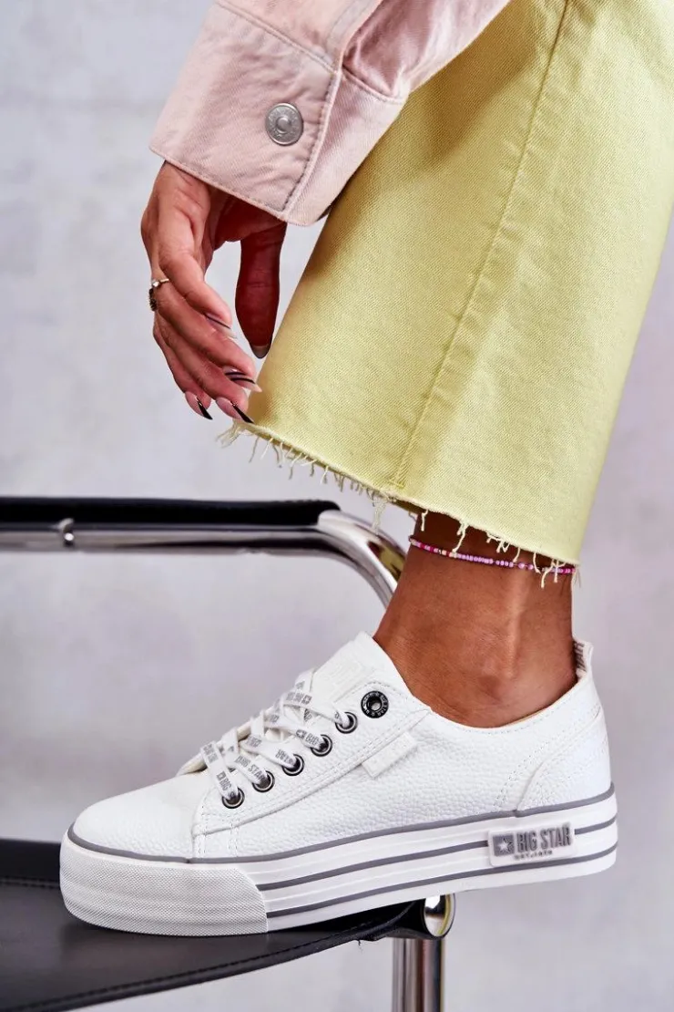 Big Star Shoes Trampki Damskie Big Star|Trampki Damskie Niskie*Niskie Damskie Trampki Big Star KK274014 Białe