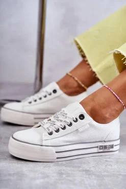 Big Star Shoes Trampki Damskie Big Star|Trampki Damskie Niskie*Niskie Damskie Trampki Big Star KK274014 Białe