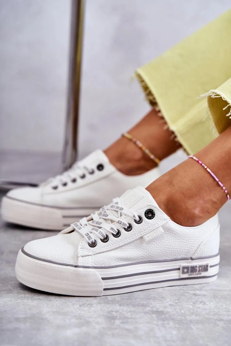 Big Star Shoes Trampki Damskie Big Star|Trampki Damskie Niskie*Niskie Damskie Trampki Big Star KK274014 Białe