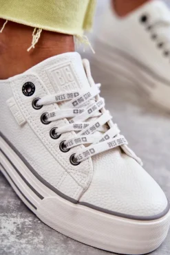 Big Star Shoes Trampki Damskie Big Star|Trampki Damskie Niskie*Niskie Damskie Trampki Big Star KK274014 Białe