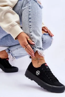 Lee Cooper Niskie Damskie Trampki Na Platformie LCW-23-44-1652L Czarne