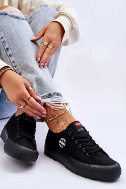 Lee Cooper Niskie Damskie Trampki Na Platformie LCW-23-44-1652L Czarne