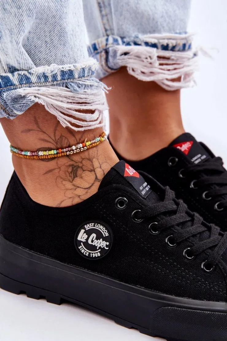 Lee Cooper Niskie Damskie Trampki Na Platformie LCW-23-44-1652L Czarne