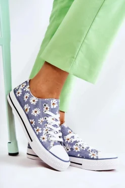 Damskie Boto Niskie Damskie Trampki W Kwiaty Niebieskie Janey