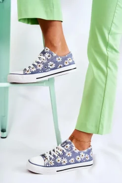 Damskie Boto Niskie Damskie Trampki W Kwiaty Niebieskie Janey