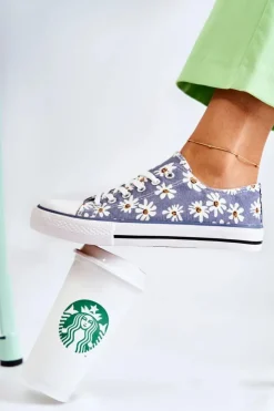 Damskie Boto Niskie Damskie Trampki W Kwiaty Niebieskie Janey