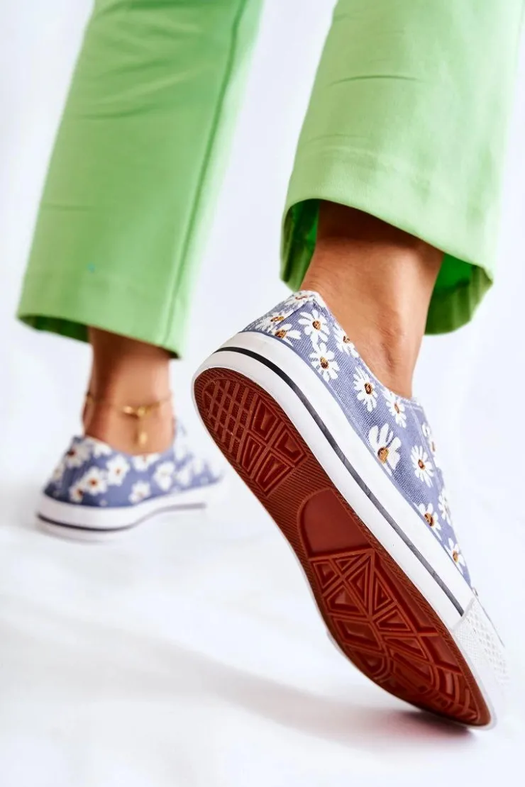 Damskie Boto Niskie Damskie Trampki W Kwiaty Niebieskie Janey