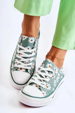 Boto Trampki Damskie Niskie*Niskie Damskie Trampki W Kwiaty Zielone Janey