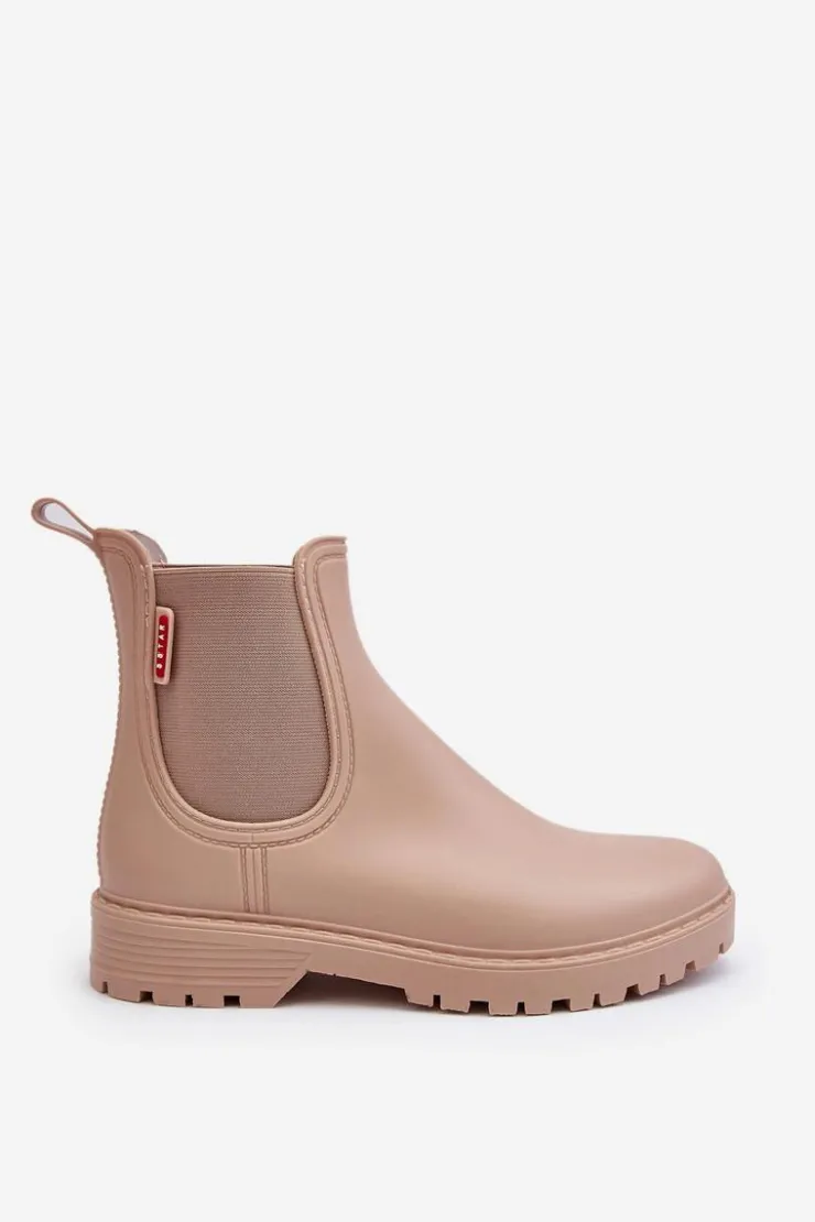 Boto Kalosze Damskie*Niskie Kalosze Damskie Beżowe Birella Beżowy