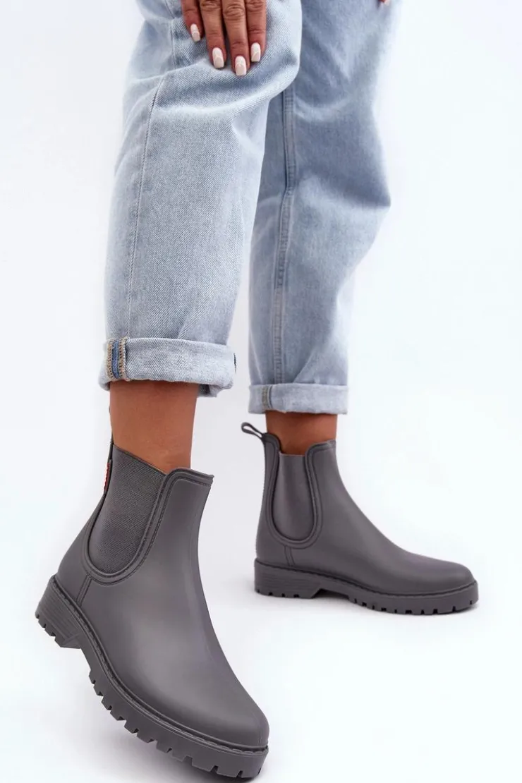 New Boto Niskie Kalosze Damskie Szare Birella