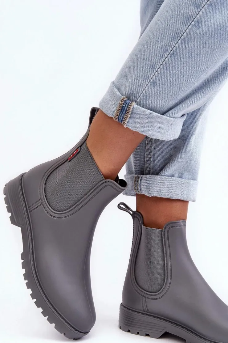 New Boto Niskie Kalosze Damskie Szare Birella