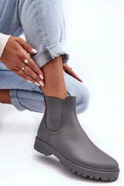 New Boto Niskie Kalosze Damskie Szare Birella