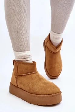 Damskie Boto Niskie Śniegowce Damskie Na Platformie Camel Kallins