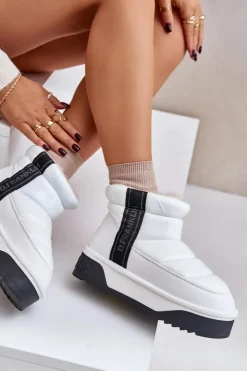 New D.Franklin Niskie Śniegowce Na Grubej Podeszwie DFSH371011 Białe