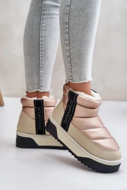 D.Franklin Śniegowce Damskie*Niskie Śniegowce Na Grubej Podeszwie DFSH371010 Beżowe Beżowy