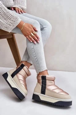 D.Franklin Śniegowce Damskie*Niskie Śniegowce Na Grubej Podeszwie DFSH371010 Beżowe Beżowy