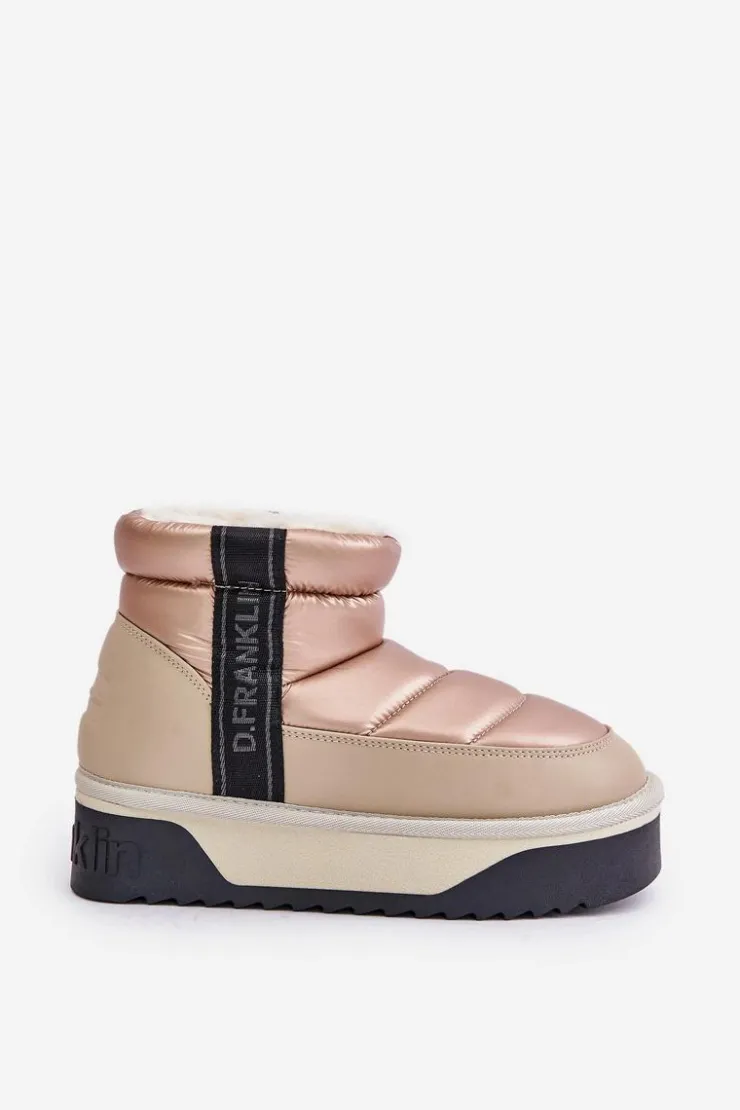 D.Franklin Śniegowce Damskie*Niskie Śniegowce Na Grubej Podeszwie DFSH371010 Beżowe Beżowy