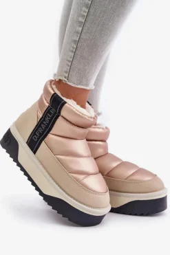 D.Franklin Śniegowce Damskie*Niskie Śniegowce Na Grubej Podeszwie DFSH371010 Beżowe Beżowy