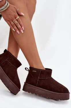 Damskie Big Star Shoes Niskie Śniegowce Na Platformie Big Star OO274A101 Czekoladowe