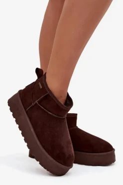 Damskie Big Star Shoes Niskie Śniegowce Na Platformie Big Star OO274A101 Czekoladowe