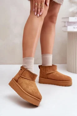 Big Star Shoes Niskie Śniegowce Na Platformie Big Star OO274A098 Camel Brązowy