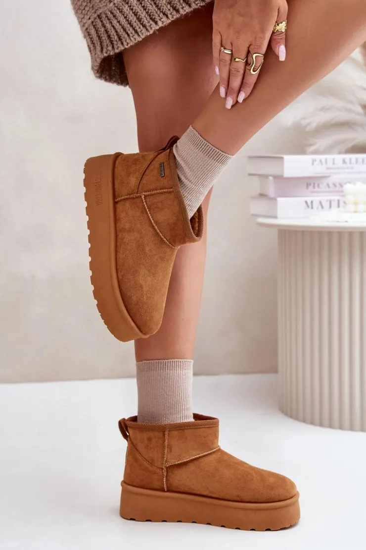 Big Star Shoes Niskie Śniegowce Na Platformie Big Star OO274A098 Camel Brązowy