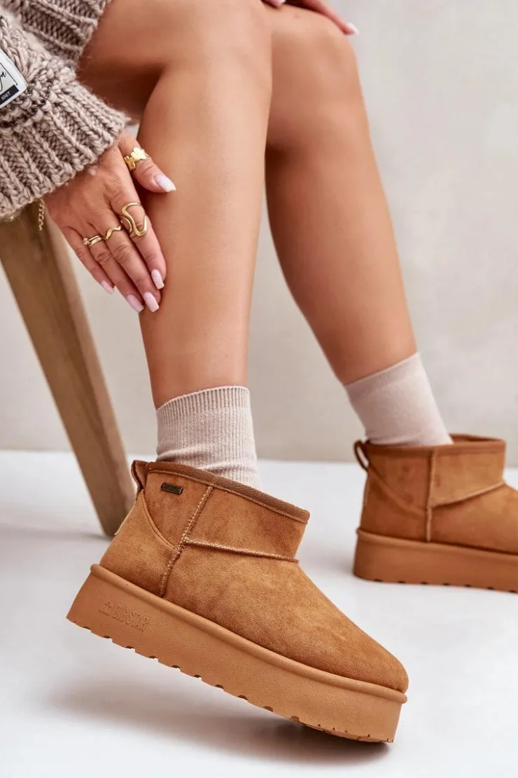 Big Star Shoes Niskie Śniegowce Na Platformie Big Star OO274A098 Camel Brązowy