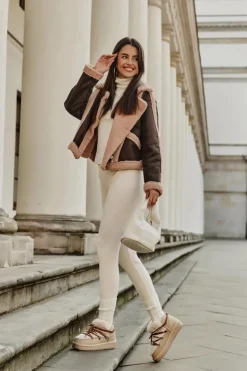 Online D.Franklin Niskie Śniegowce Na Platformie Z Futerkiem DFSH370011 Beżowe Beżowy