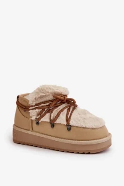 Online D.Franklin Niskie Śniegowce Na Platformie Z Futerkiem DFSH370011 Beżowe Beżowy
