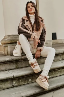 Online D.Franklin Niskie Śniegowce Na Platformie Z Futerkiem DFSH370011 Beżowe Beżowy