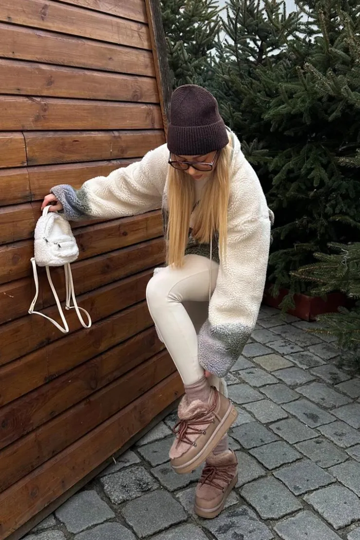 D.Franklin Śniegowce Damskie*Niskie Śniegowce Na Platformie Z Futerkiem DFSH370011 Brązowe Brązowy